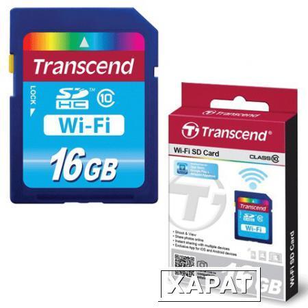 Фото Карта памяти SDHC 16 GB TRANSCEND, Wi-Fi, скорость передачи данных 10 Мб/сек. (class 10)