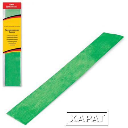Фото Цветная бумага крепированная BRAUBERG (БРАУБЕРГ), металлик, растяжение до 35%, 50 г/м2, европодвес, зеленая, 50х100 см