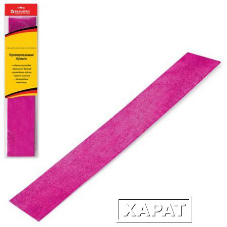 Фото Цветная бумага крепированная BRAUBERG (БРАУБЕРГ), металлик, растяжение до 35%, 50 г/м2, европодвес, розовая, 50х100 см