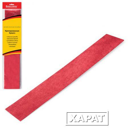 Фото Цветная бумага крепированная BRAUBERG (БРАУБЕРГ), металлик, растяжение до 35%, 50 г/м2, европодвес, красная, 50х100 см