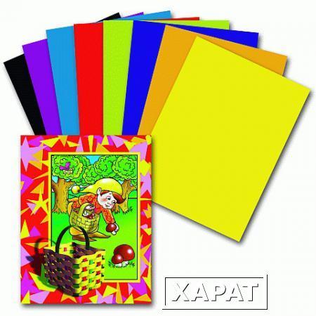 Фото Цветная бумага, А4, 16 листов, 8 цветов, ПИФАГОР "Гномик-грибник", 200х283 мм
