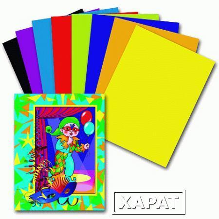 Фото Цветная бумага, А4, 16 листов, 8 цветов, ПИФАГОР "Гномик на карнавале", 200х283 мм