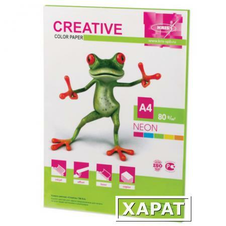 Фото Бумага CREATIVE color (Креатив), А4, 80 г/м2, 50 л., неон салатовая