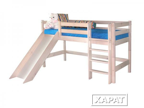 Фото Кровать детская низкая "Соня"№13 с прямой лестницей и горкой