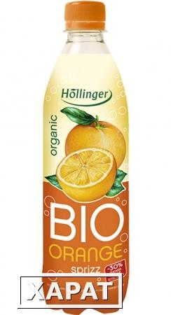 Фото Натуральный безалкогольный газированный напиток с добавлением сока апельсина. Hollinger BIO ORANGE Sprizz, 500 мл