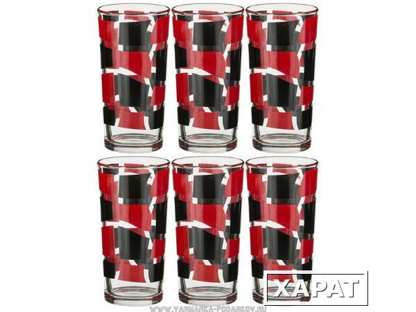 Фото Набор стаканов для сока из 6шт. дуэт черно-красный 250 мл.