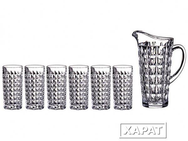 Фото Набор для сока "даймонд" 7 пр.: кувшин+6 стаканов 1250/260 мл.высота=27/15 см. Crystalite Bohemia (669-058)
