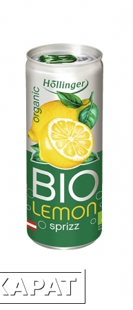 Фото Натуральный безалкогольный газированный напиток с добавлением сока лимона Hollinger BIO LEMON Sprizz, 250 мл