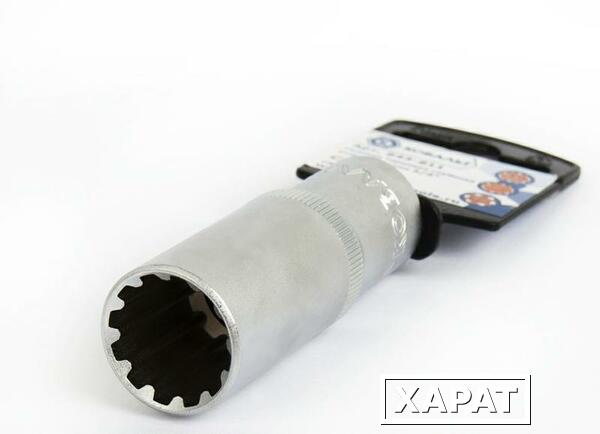 Фото Головка торцевая глубокая универсальная КОБАЛЬТ 1/2", 19 мм, SPLINE Cr-V (1 шт.) подвес (Арт. 643-811)