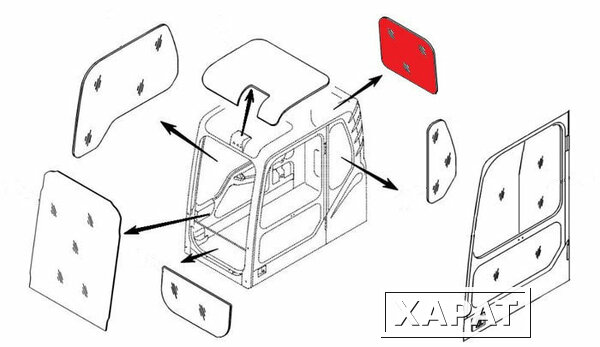 Фото Стекло кабины заднее (триплекс) 71N6-02750 Hyundai R140-R500 серия 7 и 7A