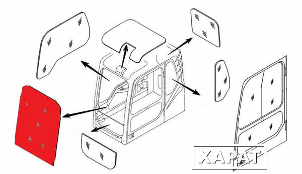 Фото Стекло лобовое верхнее (триплекс) YA00001495 HITACHI серия ZAXIS-5G