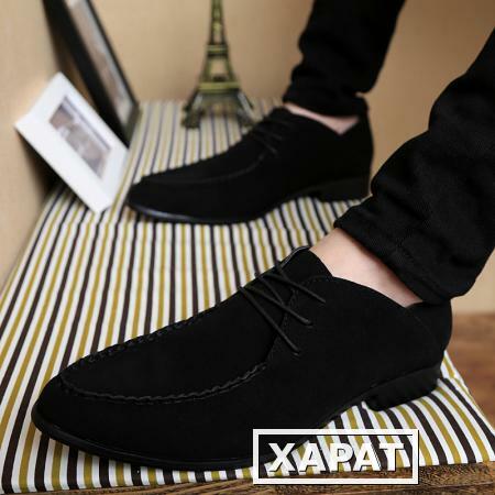 Фото Весной Новой Англии Мужская повседневная обувь тенденции выявили бизнес скрабы обувь черный в корейской версии высоких мужчин обувь