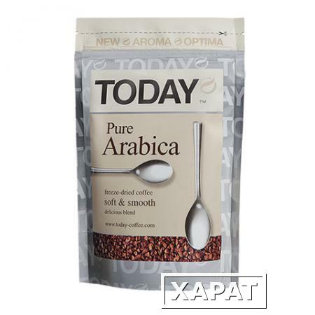 Фото Кофе растворимый TODAY "Pure Arabica", сублимированный, 75 г, 100% арабика, мягкая упаковка