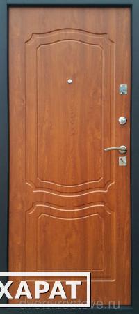 Фото Китайская дверь металлическая входная Черный шелк Классика (Золотистый Дуб)