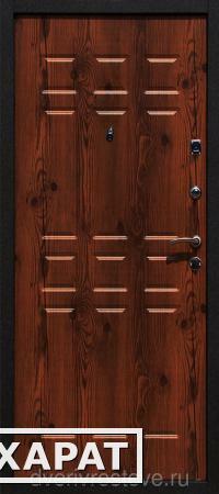 Фото Китайская дверь металлическая входная Черный шелк Старое Дерево MDF- 001