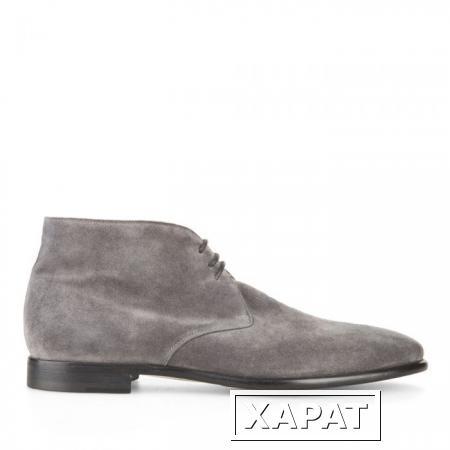 Фото CORSOCOMO Замшевые ботинки-чукка каменно-серого цвета с мехом