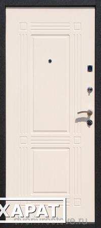 Фото Китайская дверь металлическая входная "Ампир" Черный шелк Квадраты (Беленый Дуб 9-2)