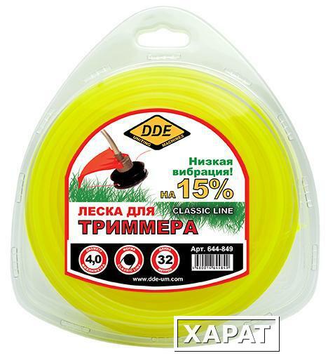 Фото Корд триммерный в блистере DDE "Classic line" (круг) 4,0 мм х 30 м, желтый (Арт. 644-849)