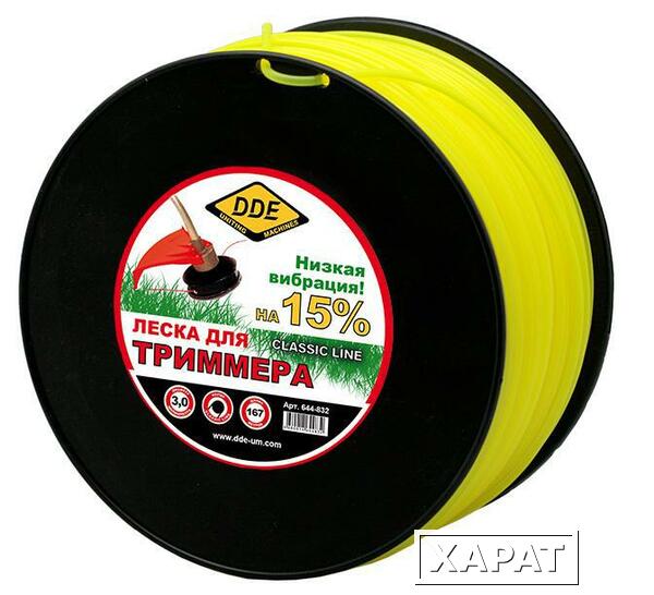 Фото Корд триммерный на катушке DDE "Classic line" (круг) 3,0 мм х 160 м, желтый (Арт. 644-832)