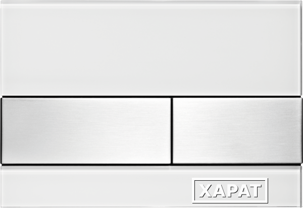 Фото TECEsquare, панель смыва с двумя клавишами стеклянная, цвет: стекло белое, клавиши нержавеющая сталь