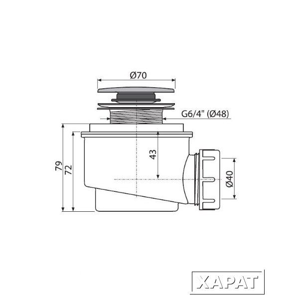 Фото Сифон для душевого поддонa AlcaPlast A466-50 с донным клапаном click/clack