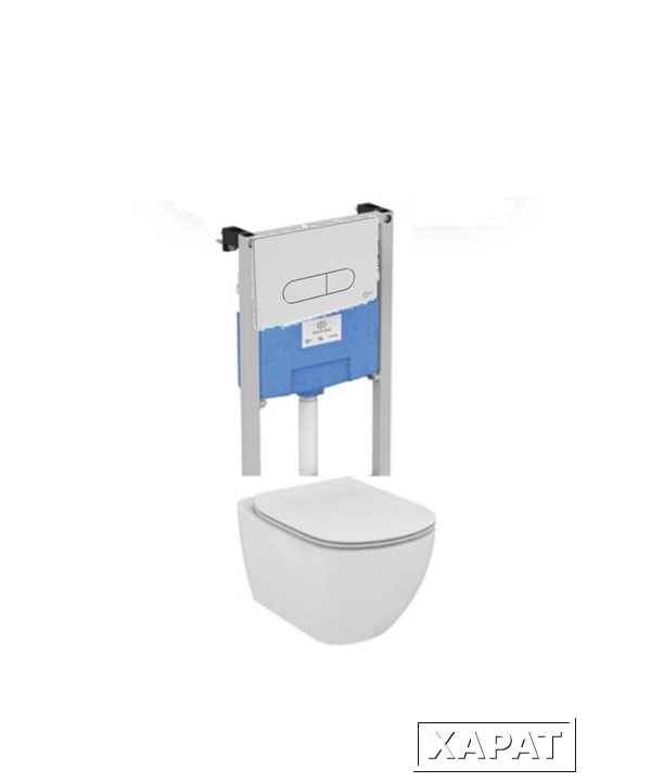 Фото Инсталляция Ideal Standard ProSys SmartFlush R029901 с унитазом TESI AquaBlade T007901, клавиша, сид