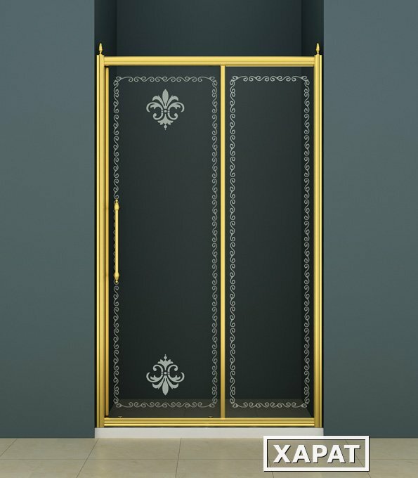 Фото Душевая дверь в проем Cezares RETRO-BF-1-110-PP-Cr, профиль хром, стекло матовое с прозрачным узором