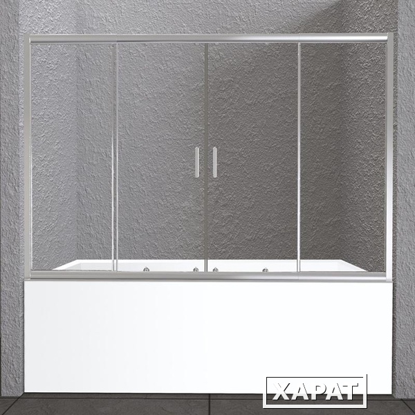 Фото Шторка для ванны BelBagno Unique UNIQUE-VF-2-150/180-140, стекло прозрачное/матовое