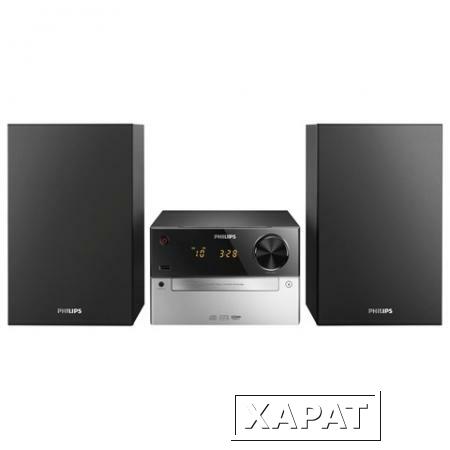 Фото Музыкальный центр PHILIPS MCM2300/12, CD,CD-R/RW, MP3-CD, выходная мощность 15 Вт, флэш-накопитель USB, FM/AM, серебристый/черный