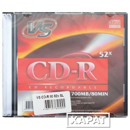 Фото Диск CD-R VS, 700 Mb, 52x, Slim Case