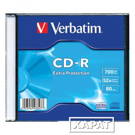 Фото Диск CD-R VERBATIM DL, 700 Mb, 52х, Slim Case