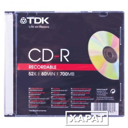 Фото Диск CD-R TDK, 700 Mb, 52x, Slim Case