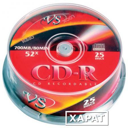 Фото Диски CD-R VS, 700 Mb, 52x, 25 шт., Cake Box, с поверхностью для печати