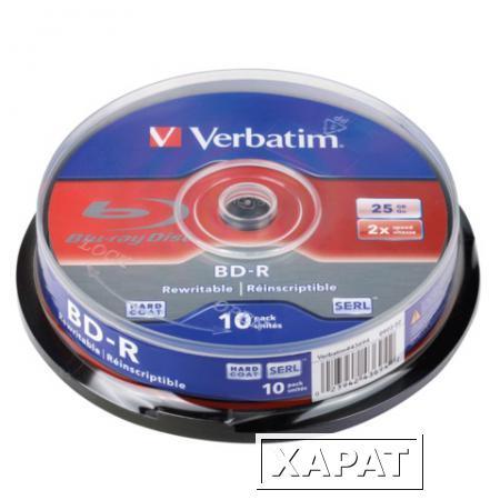 Фото Диски BD-R (Blu-ray) VERBATIM, 25Gb, 2x, 10шт., Cake Box