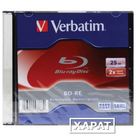Фото Диск BD-RE (Blu-ray) VERBATIM, 25Gb, 2x, Slim Case