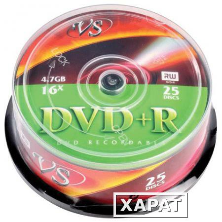 Фото Диски DVD+R VS, 4,7 Gb, 16x, 25 шт., Cake Box