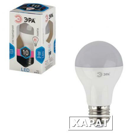 Фото Лампа светодиодная ЭРА, 10 (75) Вт, цоколь E27, грушевидная, холодный белый свет, 25000 ч., LED smdA60-10w-840-E27ECO