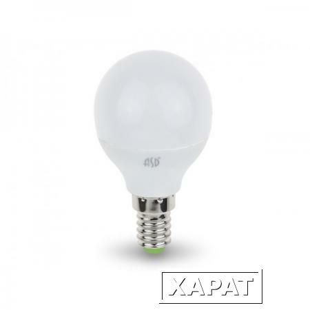 Фото Лампа светодиодная G45 ШАР 5 Вт 160-260В E14 3000К ASD (40 Вт аналог лампы накал., 450Лм, теплый белый свет) (4690612002125)