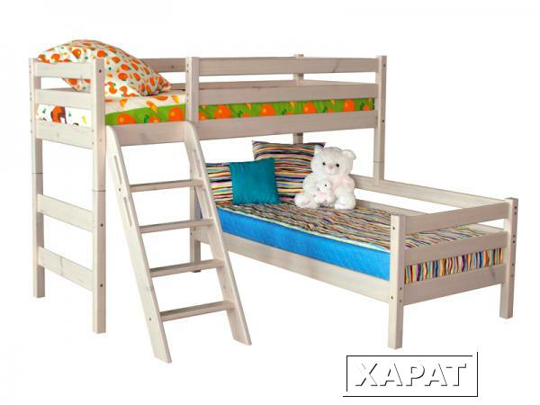 Фото Кровать детская двухъярусная угловая с наклонной лестницей "Соня" №8