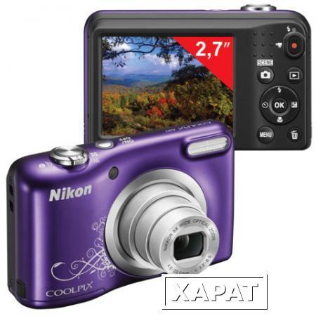 Фото Фотоаппарат компактный NIKON CoolPix А10, 16,1 Мп, 5х zoom, 2,7" ЖК-монитор, HD, фиолетовый