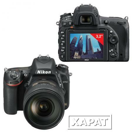 Фото Фотоаппарат зеркальный NIKON D750, 24-120 мм, VR, 24,3 Мп, 3" ЖК-монитор поворотный, Full HD, Wi-Fi