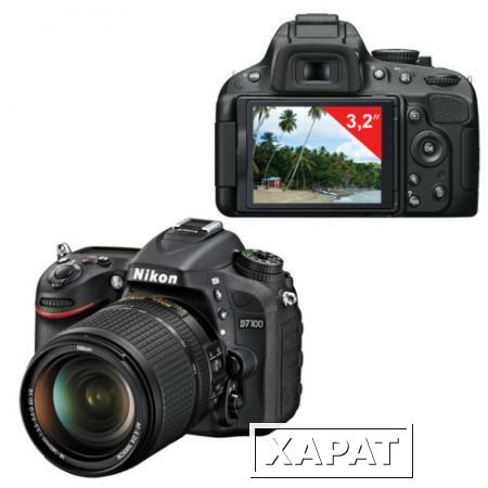 Фото Фотоаппарат зеркальный NIKON D7100, 18-140 мм, VR, 24,1 Мп, 3,2 "ЖК-монитор, Full HD, черный