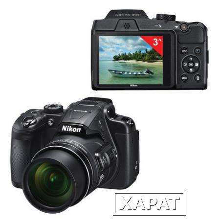 Фото Фотоаппарат компактный NIKON CoolPix B500, 16 Мп, 40x zoom, 3" ЖК-монитор, Full HD, Wi-Fi, NFC, черный