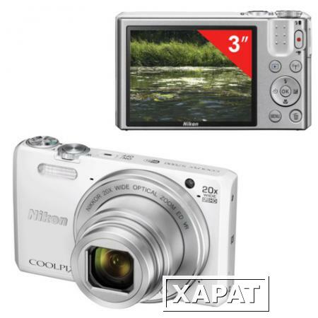 Фото Фотоаппарат компактный NIKON CoolPix S7000, 16 Мп, 20x zoom, 3" ЖК-монитор, Full HD, Wi-Fi, белый