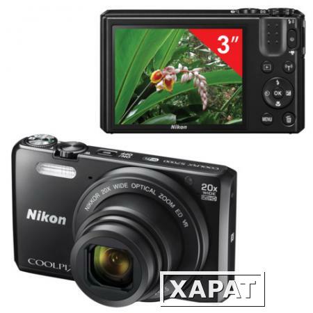 Фото Фотоаппарат компактный NIKON CoolPix S7000, 16 Мп, 20x zoom, 3" ЖК-монитор, Full HD, Wi-Fi, черный