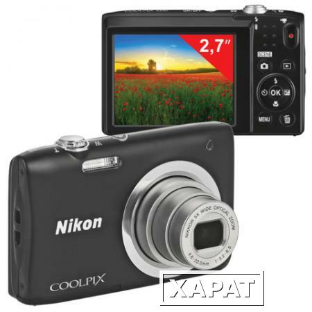 Фото Фотоаппарат компактный NIKON CoolPix А100, 20,1 Мп, 5x zoom, 2,7" ЖК-монитор, HD, черный