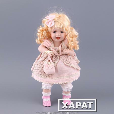 Фото Фарфоровая кукла с мягконабивным туловищем высота 35 см