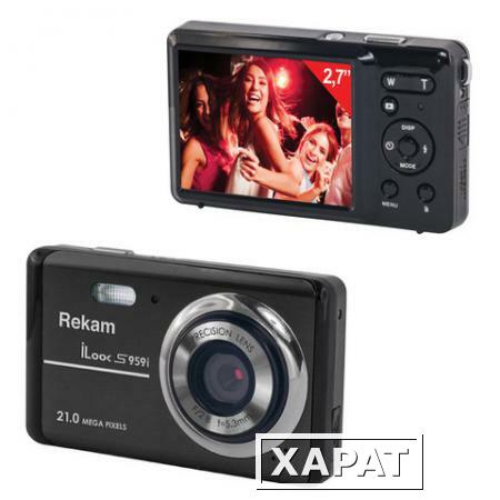 Фото Фотоаппарат компактный REKAM iLook S959i, 21 Мп, 4x zoom, 3" ЖК-монитор, HD, черный