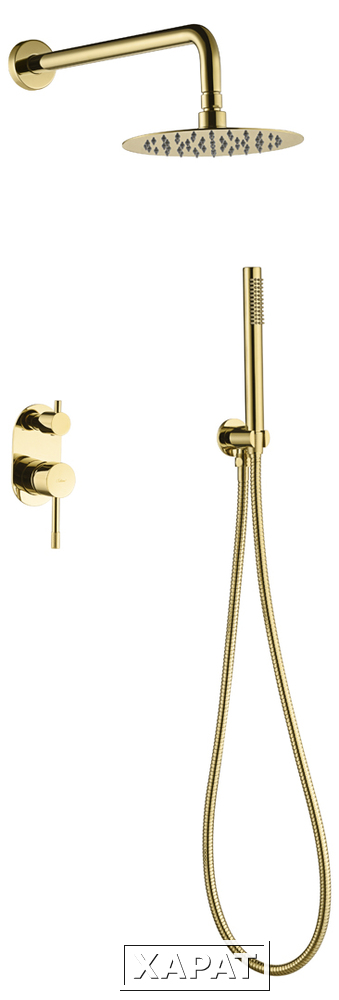 Фото Boheme 464-G Смеситель встроенный + верхний+ ручной душ, Uno. Gold