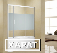 Фото Шторка для ванны Aquanet Practic AE10-B-155H150U-CP 155, прозрачное стекло/шелкография